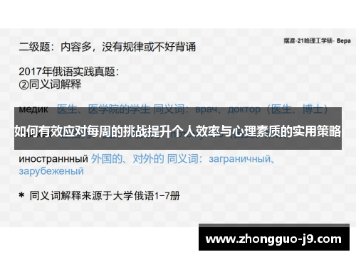 如何有效应对每周的挑战提升个人效率与心理素质的实用策略